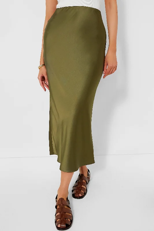 Patterned skirts with unique abstract art -Olive Talia Charmeuse Maxi Skirt