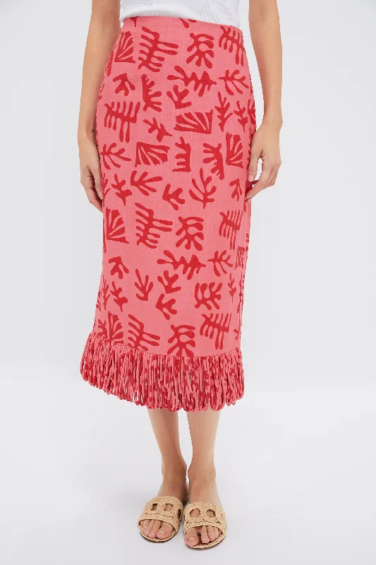 Bold skirts with metallic shimmer finish -Coral & Red Reef Print Cozumel Skirt