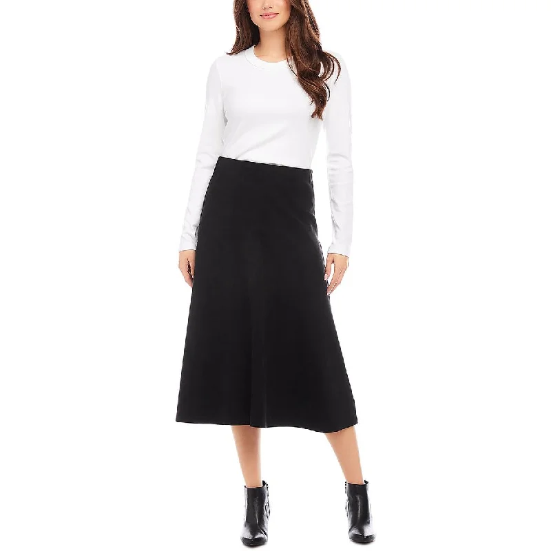 Polyester Short Skirts for Durable -Womens Faux Suede Midi Midi Skirt