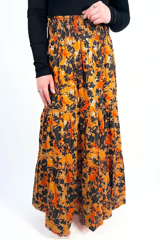 Long Skirts for Business Meeting -Nour Metallic Maxi Skirt In Tiger Eye