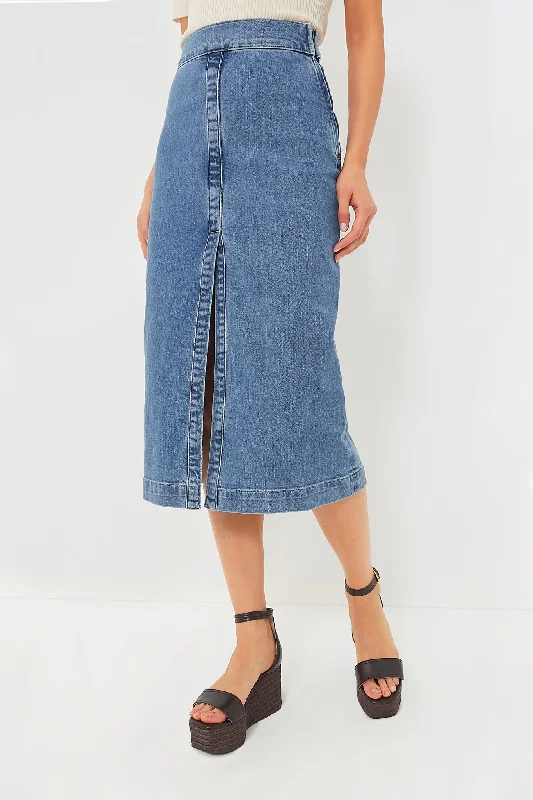 Trendy leather skirts for edgy modern looks -Indigo Clair Curtis Midi Skirt