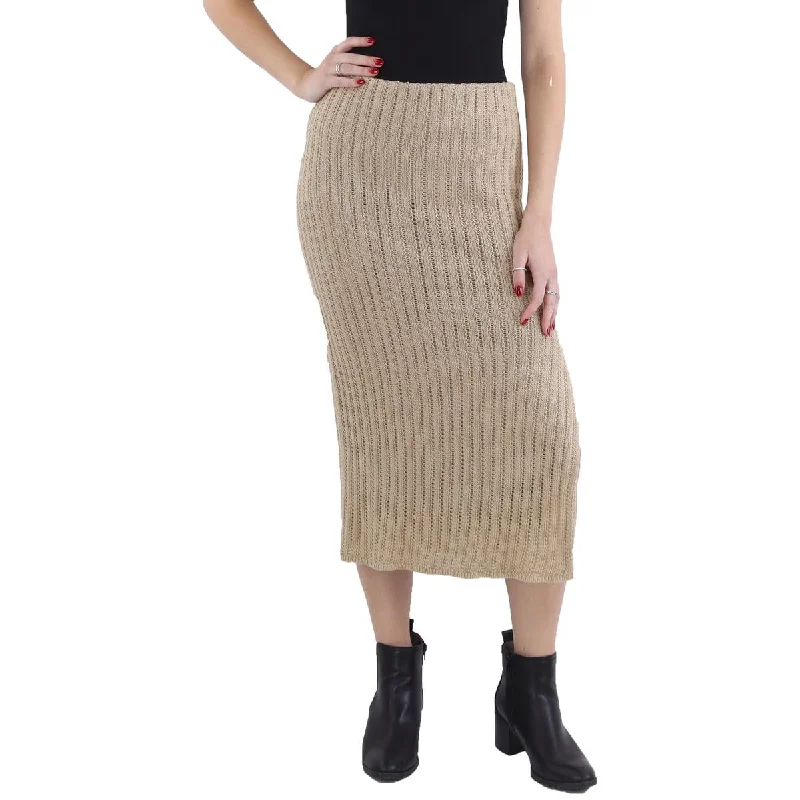 Linen Long Skirts for Breathable -Womens Linen Side Slit Pencil Skirt