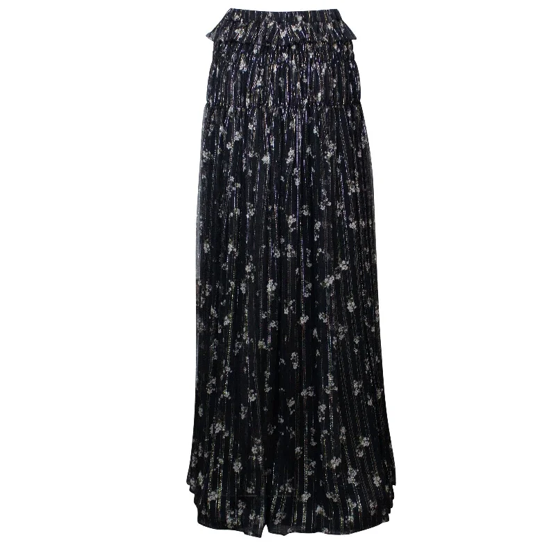 Minimalist Long Skirts for Simplicity -Amiri Floral Chiffon Maxi Skirt - Black