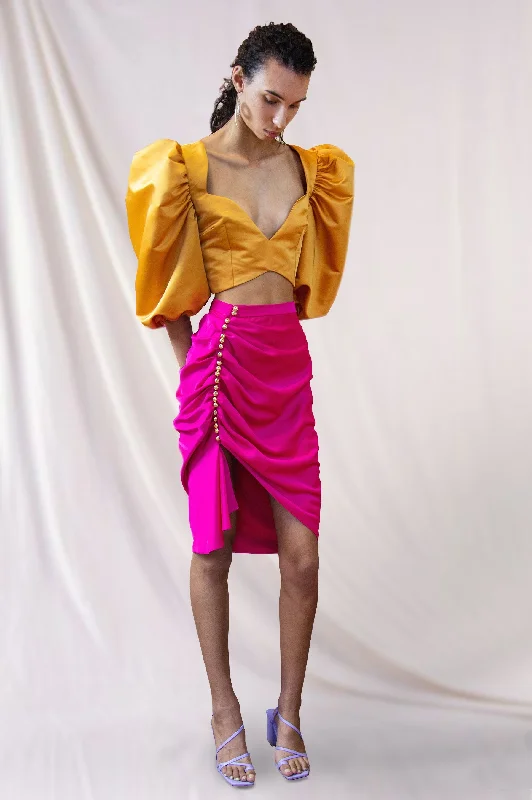 Long Skirts for Garden Parties -Venus Sati Fuchsia Midi Skirt