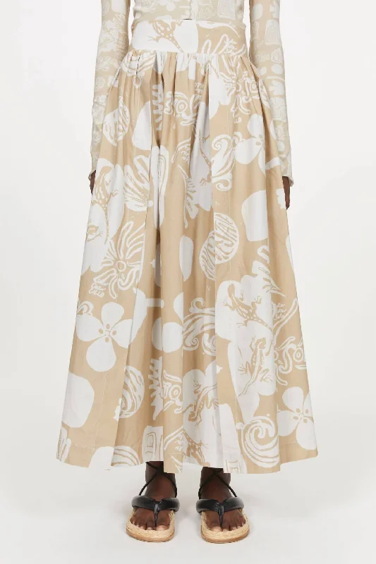 Brown Long Skirts for Earthy -Taemoo Skirt In Linen