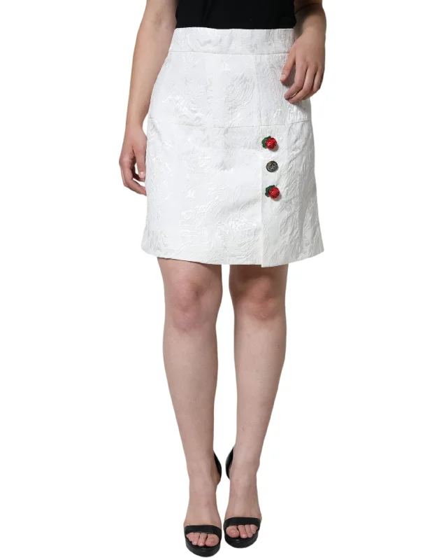 Satin Short Skirts for Shiny -Dolce & Gabbana  Floral Brocade Embellished Mini Women's Skirt