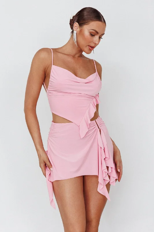 Durable cotton skirts for tough daily use -Such A Tease Split Mini Skirt Pink