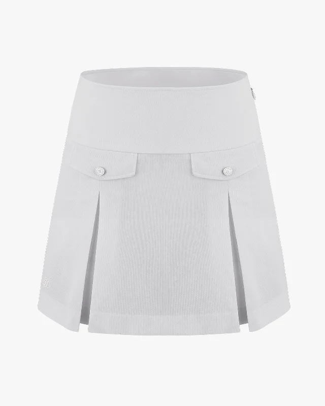 Casual skirts with relaxed fit comfort -A-line double lining pocket pleated skirt - Grey