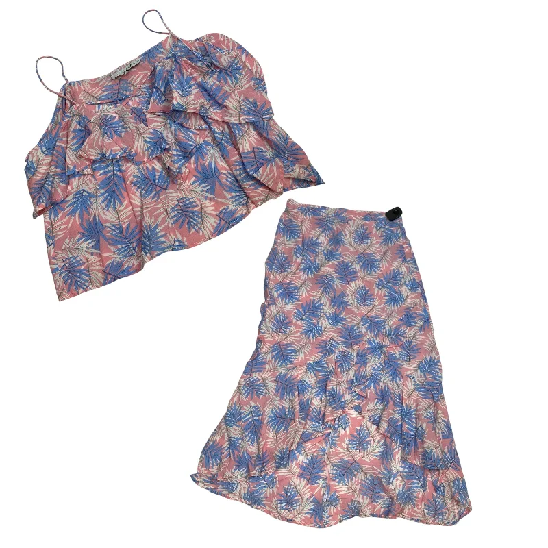 Soft skirts with gentle fabric drape -Skirt Set 2pc By Sweet Rain In Blue & Pink, Size: M