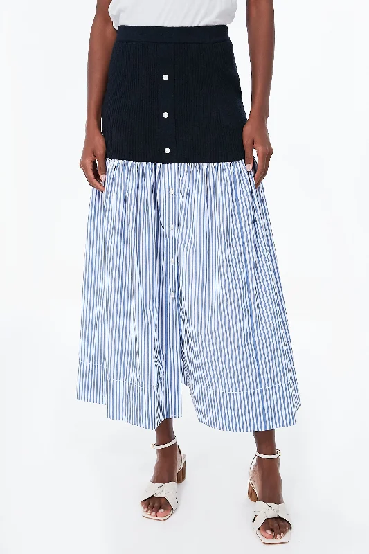 Stretch denim skirts for comfy wear -Blue Stripe Miley Skirt