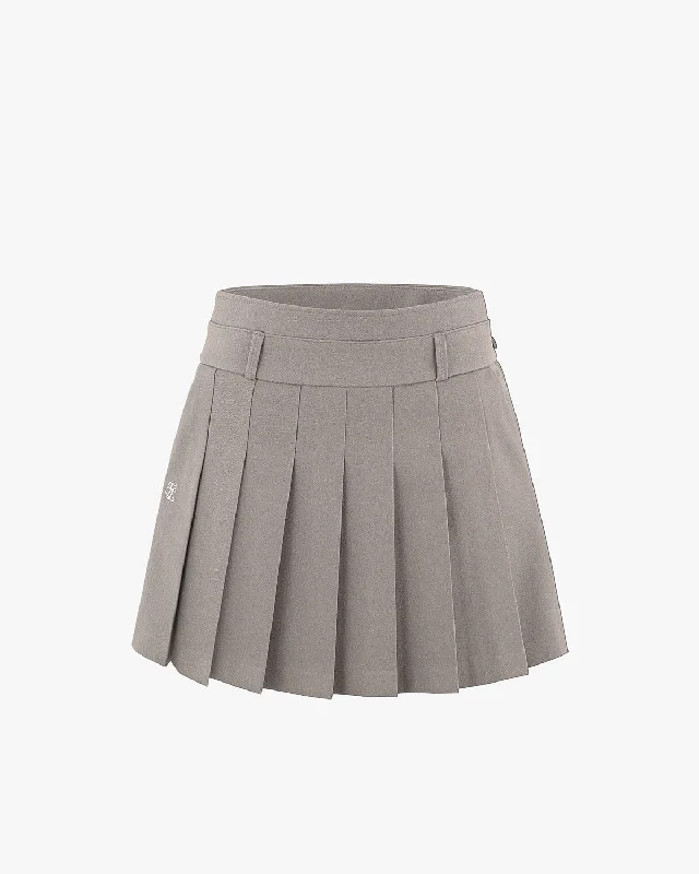 Soft cotton skirts for sensitive skin ease -A-line pleated skirt - Beige