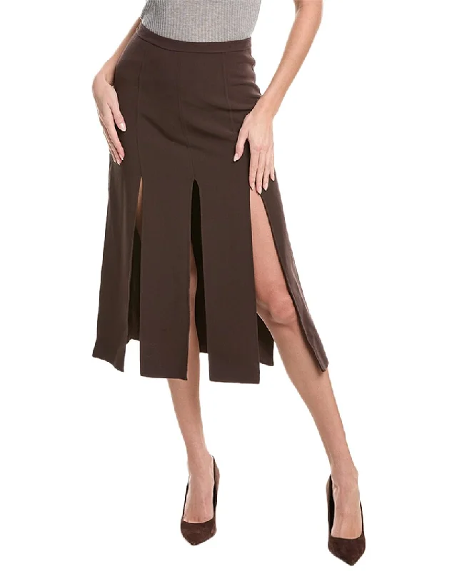 Retro Long Skirts for Throwback -Michael Kors Collection Crepe Wool-Blend Streamer Skirt