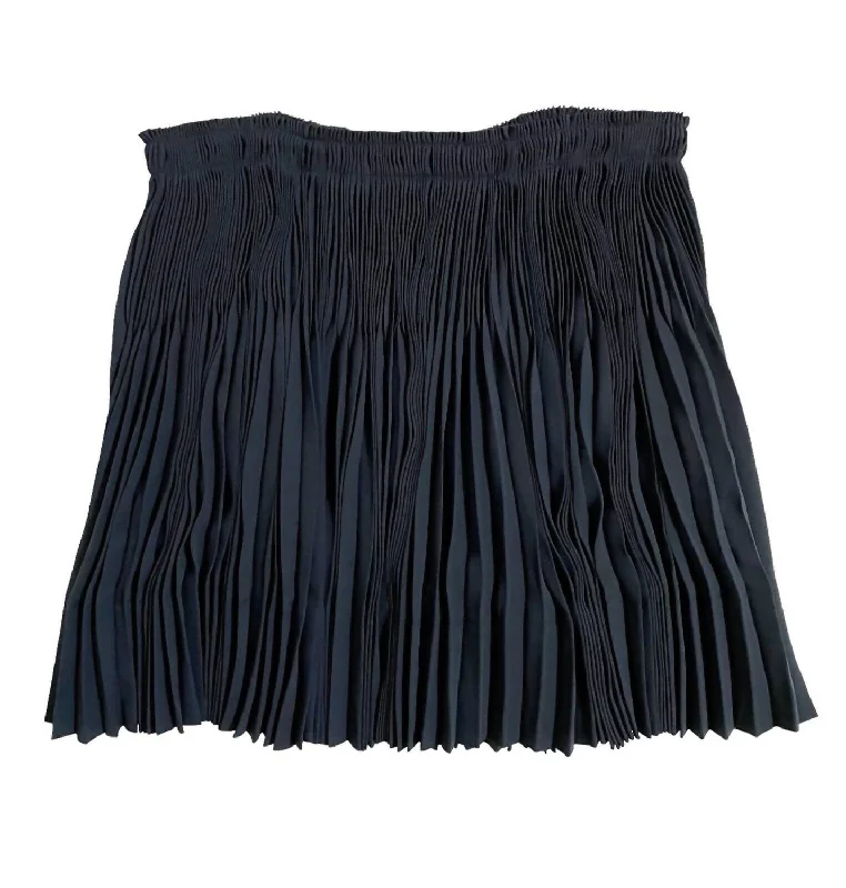 A-line Short Skirts for Flattering -Women's Pleated Above Knee Flounce Skirt In Blue