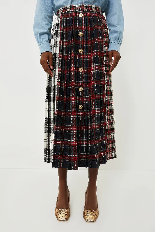 Wrap skirts with tie-front detail charm -Mixed Plaid Harlan Skirt