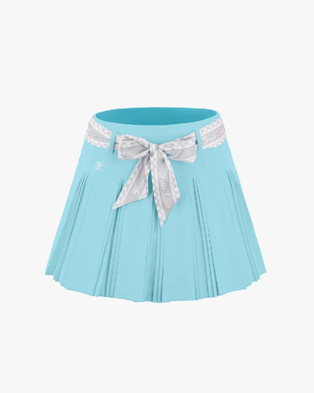 Designer skirts with premium fabric finish -Scarf Set Pleated Skirt - Blue