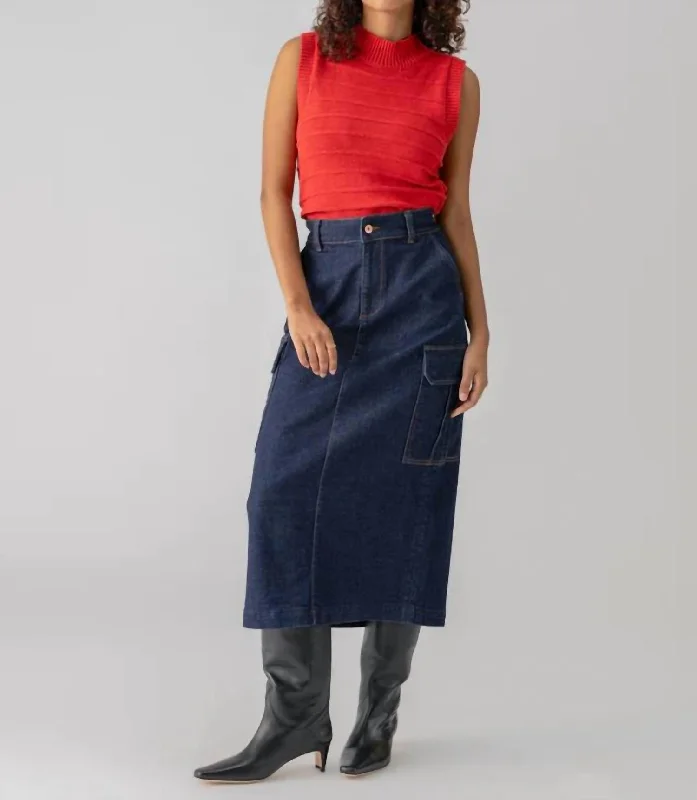 Layered Long Skirts for Volume -Essential Cargo Midi Skirt In Magnetic