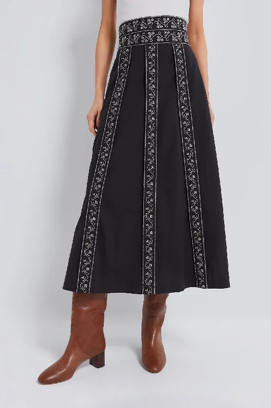 Flowy maxi skirts for breezy summer style -Embroidered Bouquet Jansen Skirt