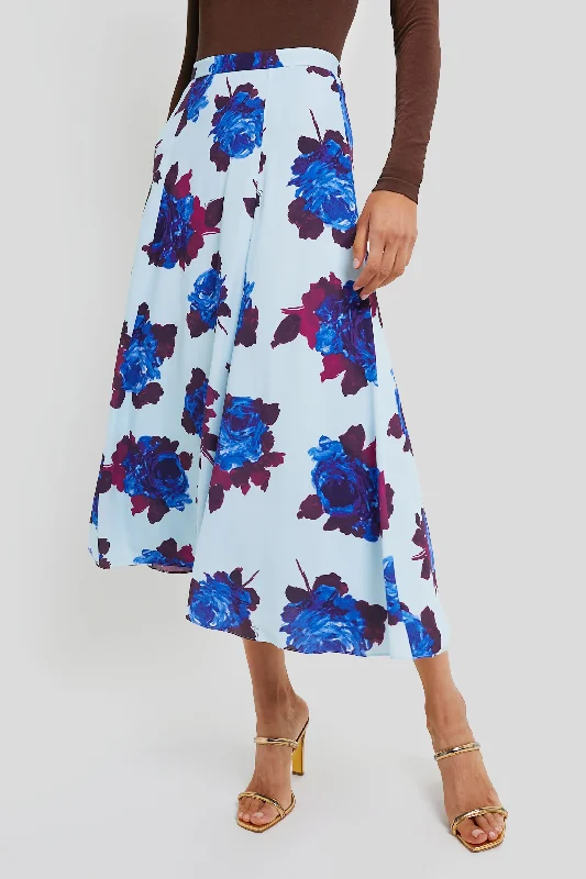 Stretchy skirts for all-day wear comfort -Rossini Rose Ice Blue Long Panel Skirt