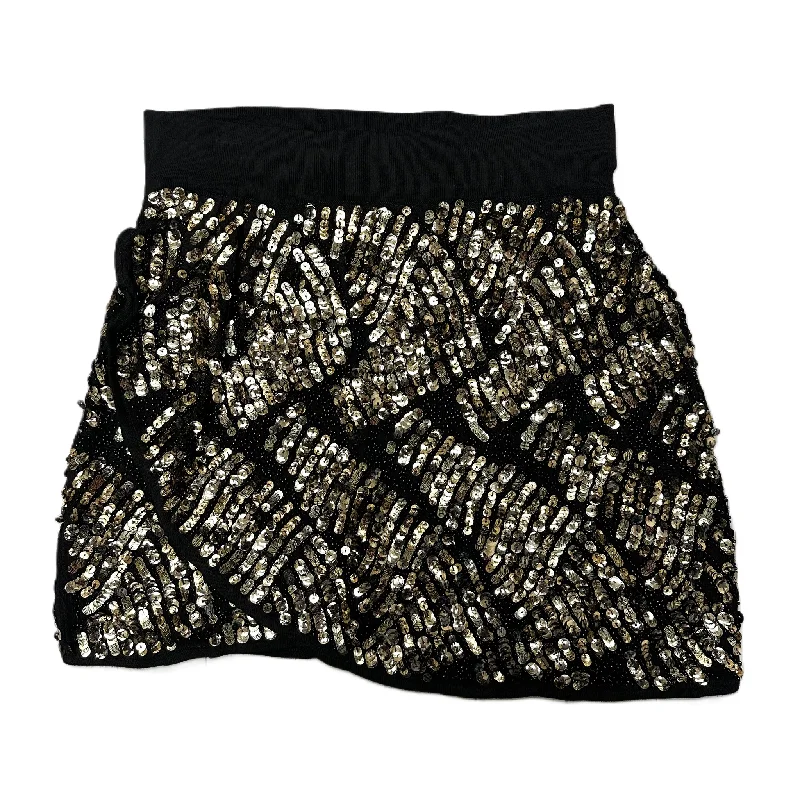 Ruffled skirts for soft romantic appeal -Skirt Mini & Short By Zara In Black & Gold, Size: M