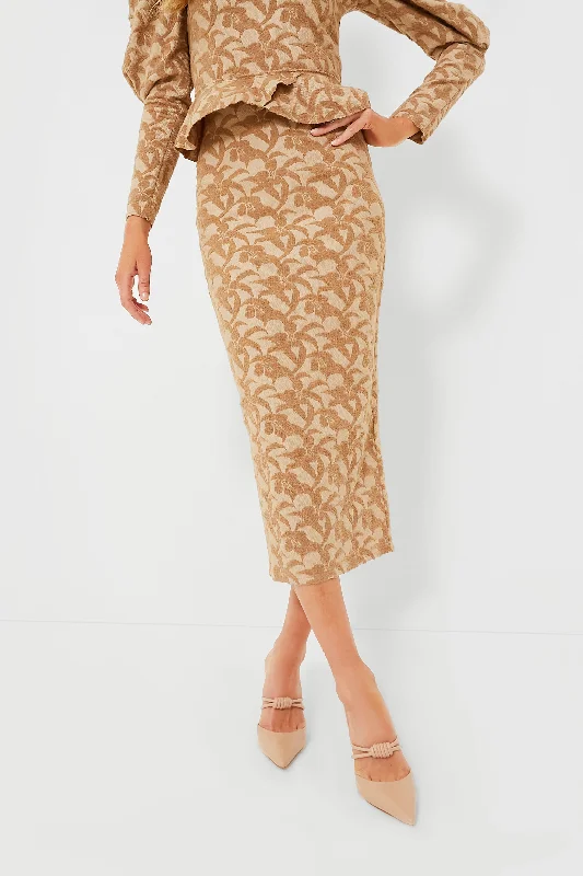 Trendy skirts with asymmetrical hem lines -Taupe Augustine Pencil Skirt