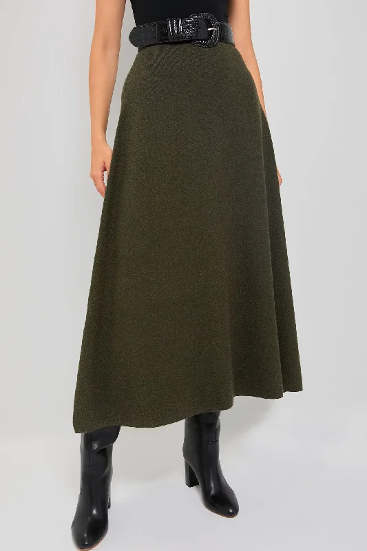 Soft cotton skirts for cozy comfort -Moss Green Raye Knit Skirt