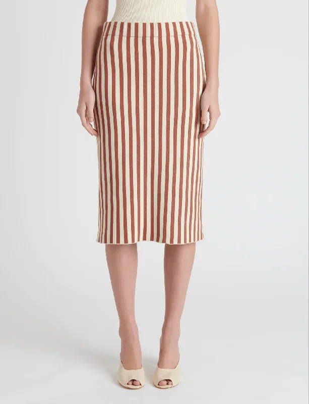 Silk Short Skirts for Luxurious -Kasey Midi Skirt In Brown/cream