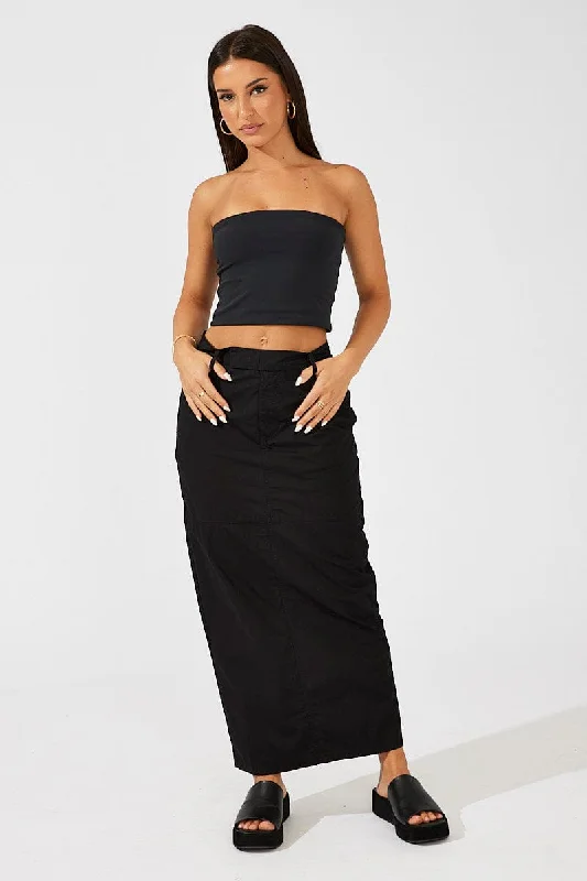 Black Long Skirts for Versatile -Black Maxi Skirt High Rise