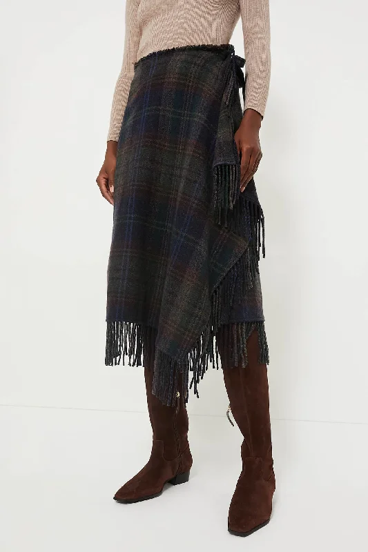 Soft cotton skirts for sensitive skin ease -Plaid Multi Wool Blend Leonna Skirt