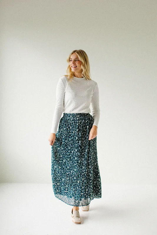 Trendy leather skirts for edgy modern looks -'Celine' Accordion Pleated Floral Maxi Skirt