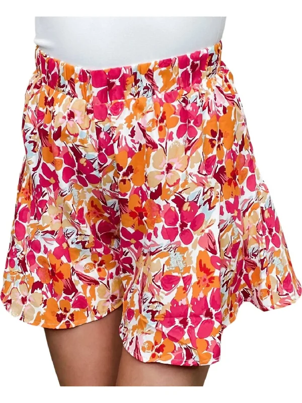 Hippie Long Skirts with Beads -Floral Printed Skirt In Orange