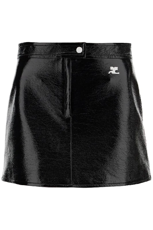 Printed Long Skirts with Patterns -Courreges Women's Re-Edition Vinyl Effect Mini Skirt