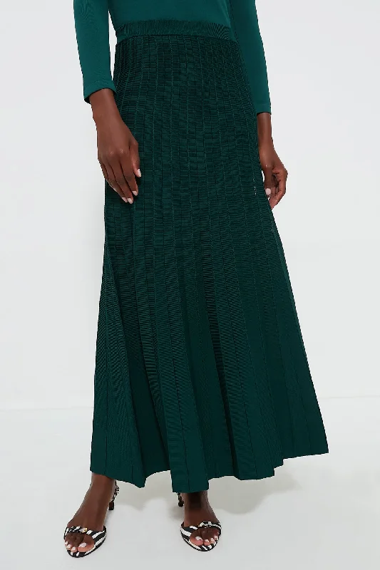 Ruffled maxi skirts for boho summer flair -Forest Green Sigrid Midi Skirt