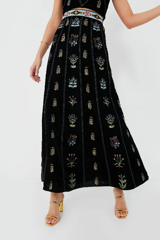 Wrap skirts for adjustable stylish fit -Black Camille Agra Embroidered Skirt