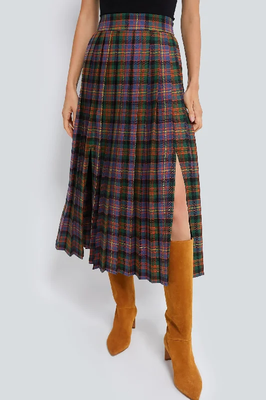 Stretch skirts for curvy figure flattery -Multi Tartan Dominic Skirt