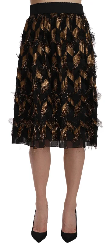 Long Skirts for Cultural Events -Dolce & Gabbana Elegant  Silk Blend High Waist Women's Skirt