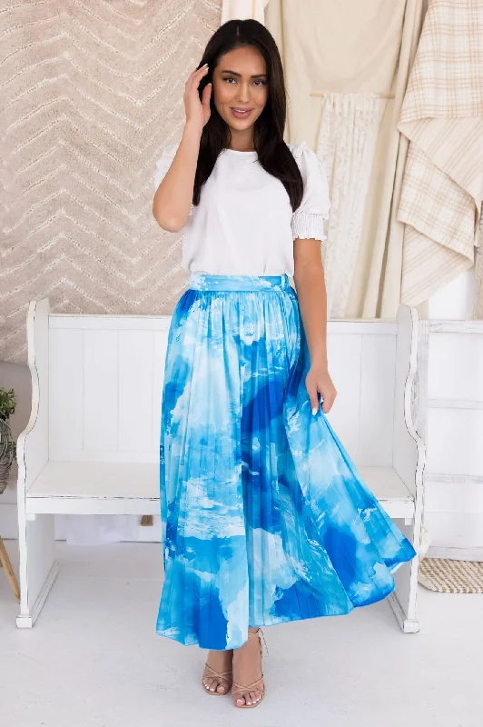 Stretchy skirts for all-body inclusivity -Ocean Waves Pleat Skirt