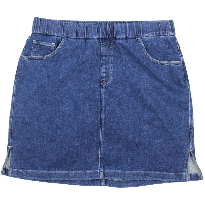 Pleated Short Skirts for Girly -On The Go Womens Denim Above Knee Skort